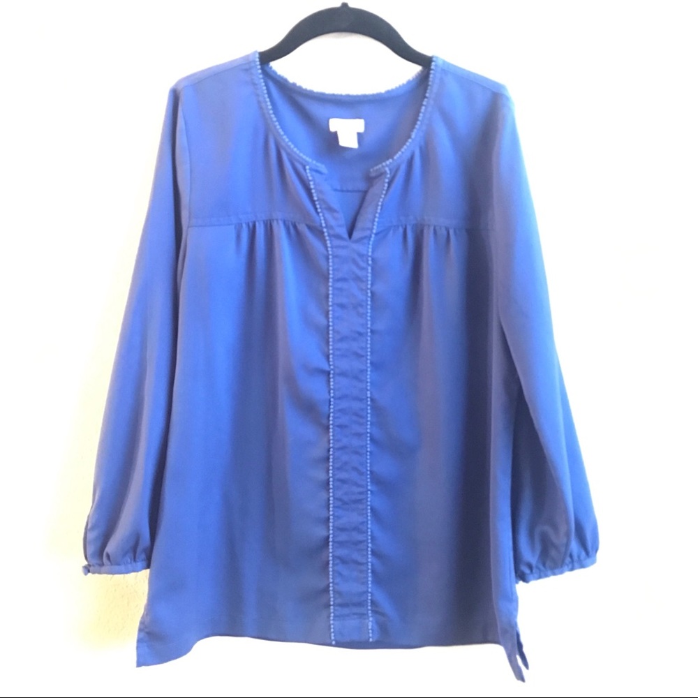 J. Crew Blue 3/4 Sleeve Top XS